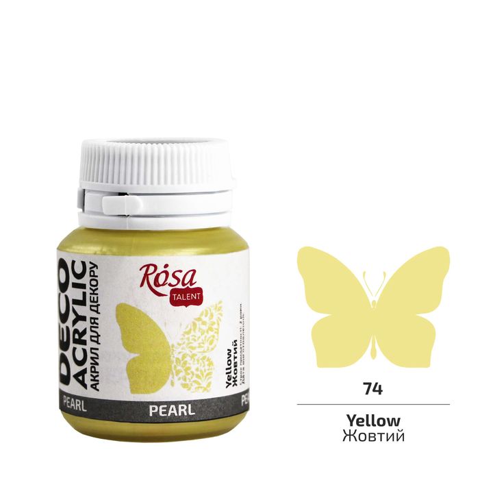 Bojë dekorative akrilike ROSA TALENT Pearl 20 ml | 74 Yellow