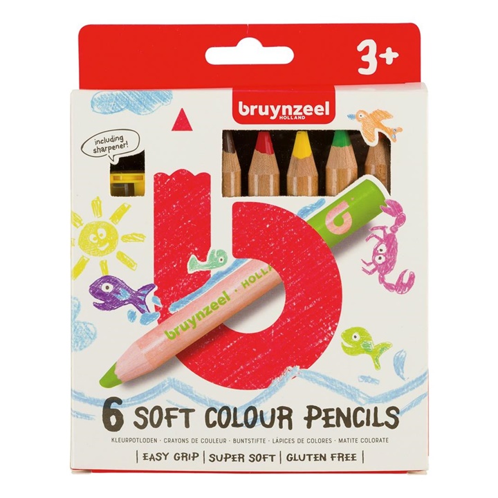 Lapsa jumbo me ngjyra të buta për fëmijë Bruynzeel Holland / 6 copë Lapsa jumbo me ngjyra të buta për fëmijë Bruynzeel Holland / 6 copë