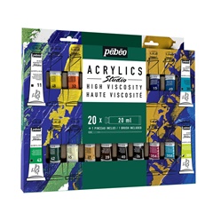 Pebeo Studio Bojëra akrilike me viskozitet të lartë me furçë 20x20 ml