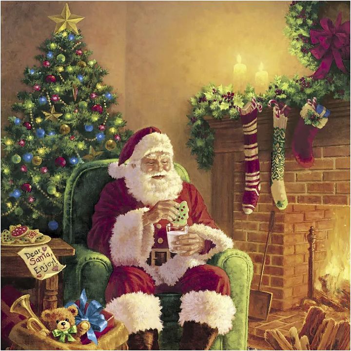 Peceta Decoupage Santa në shtëpi Peceta Decoupage Santa në shtëpi
