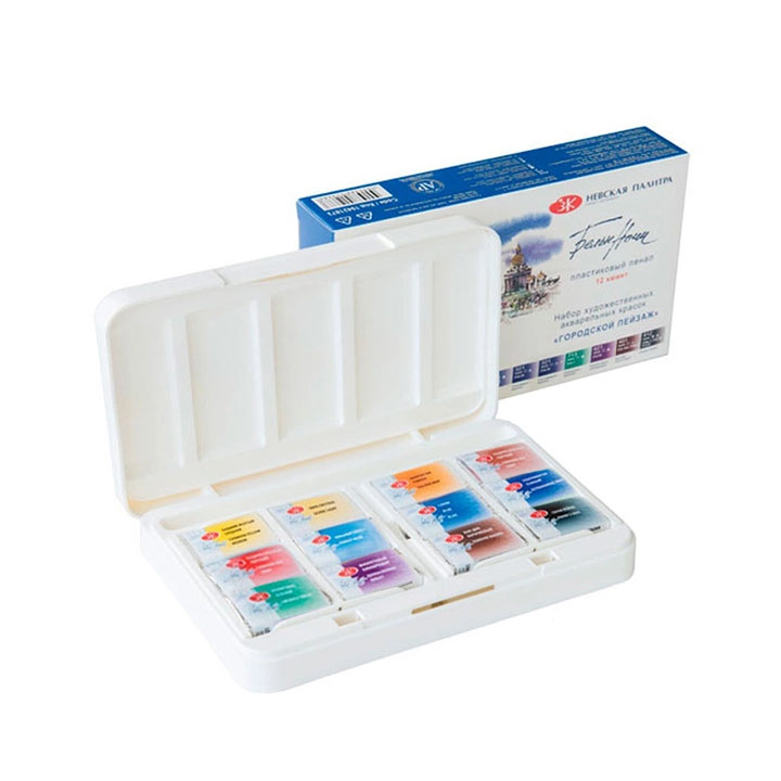 Set me bojëra uji "Netë të bardha" për peizazh urban në kuti plastike / 12 copë | 12 copë Set me bojëra uji "Netë të bardha" për peizazh urban në kuti plastike / 12 copë | 12 copë