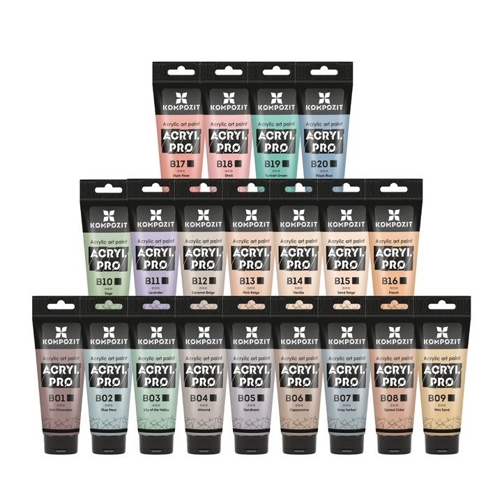 Set për bojëra akrilike pastel kompozite ACRYL PRO
