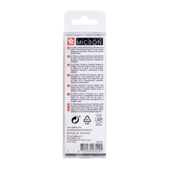 Set stilolapsash teknikë SAKURA PIGMA MICRON 3 FINELINERS A BRUSH PEN  | hije gri të errët