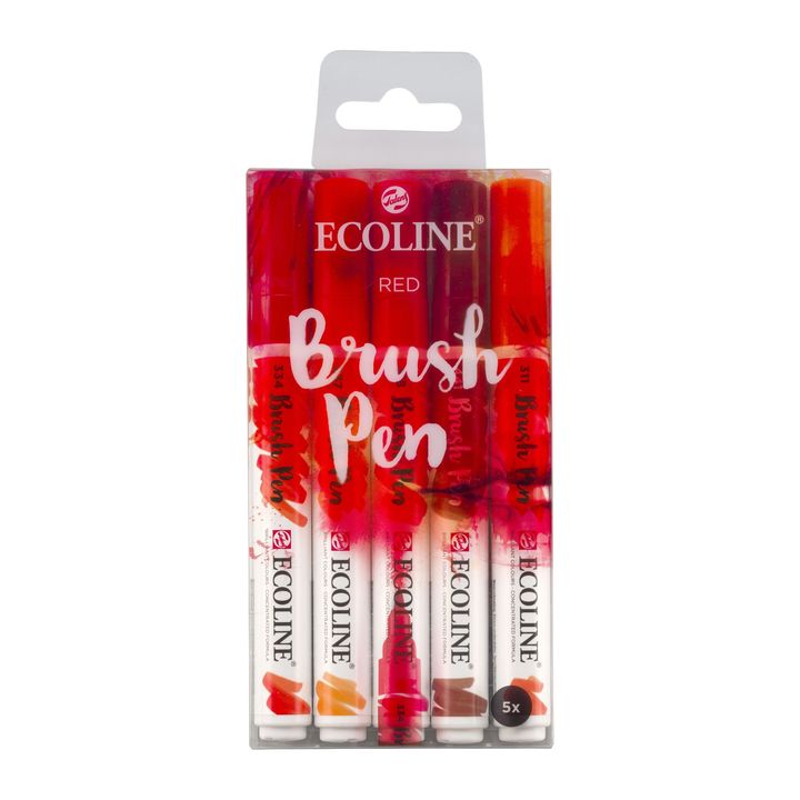 Stilolapsa me bojëra uji ECOLINE BRUSH PEN RED  | Set 5 copë